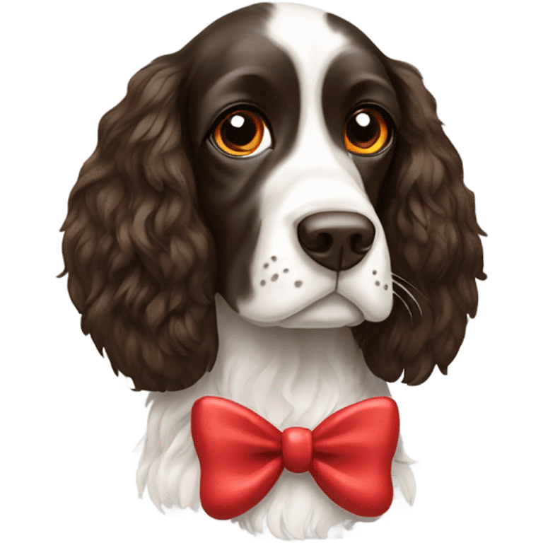 Springer spaniel with a red bow  emoji