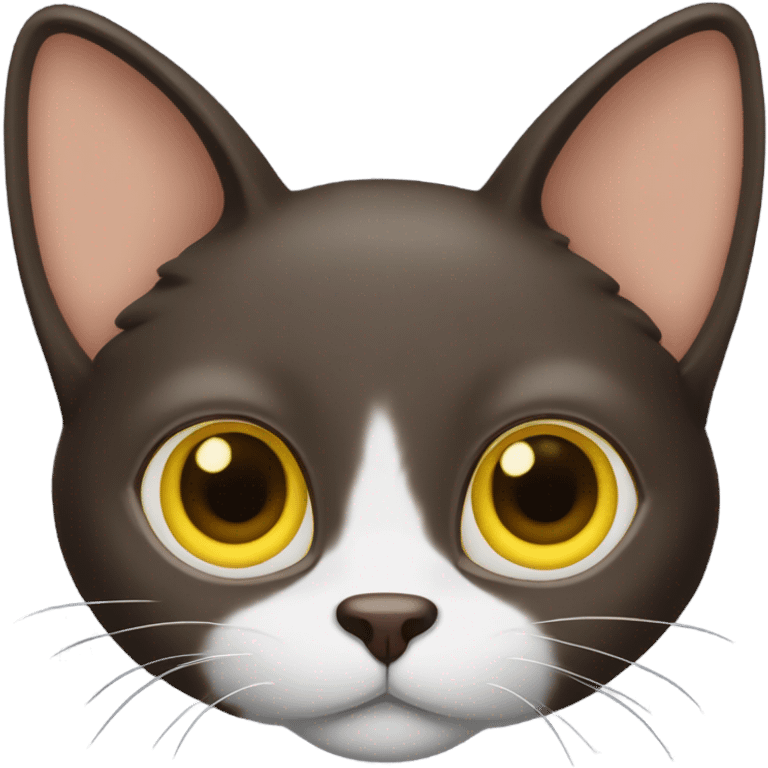 Dark brown cat with yellow eyes and big ears and long nose  emoji