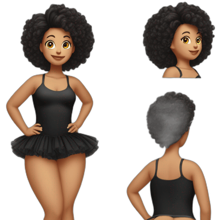 curvy-beauty-black-tutu top plan view and view from below emoji