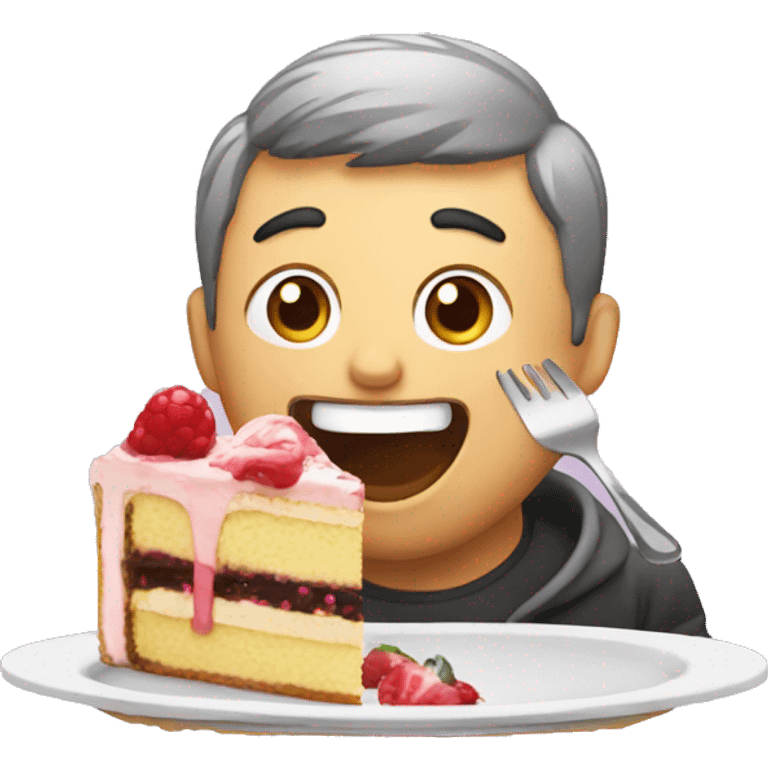 A man eating cakes emoji