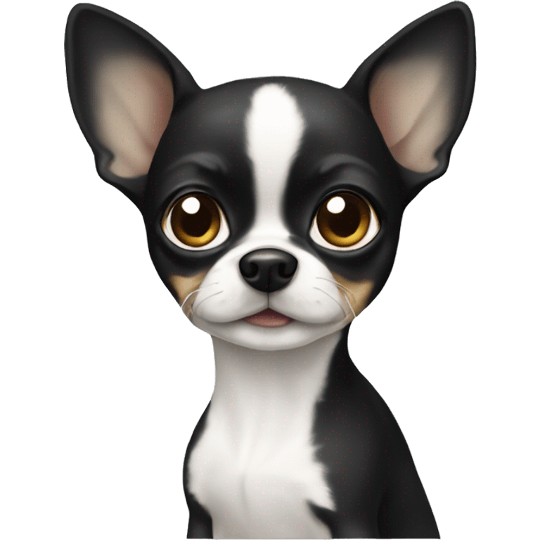 Black,  mostly white chiahuahua emoji