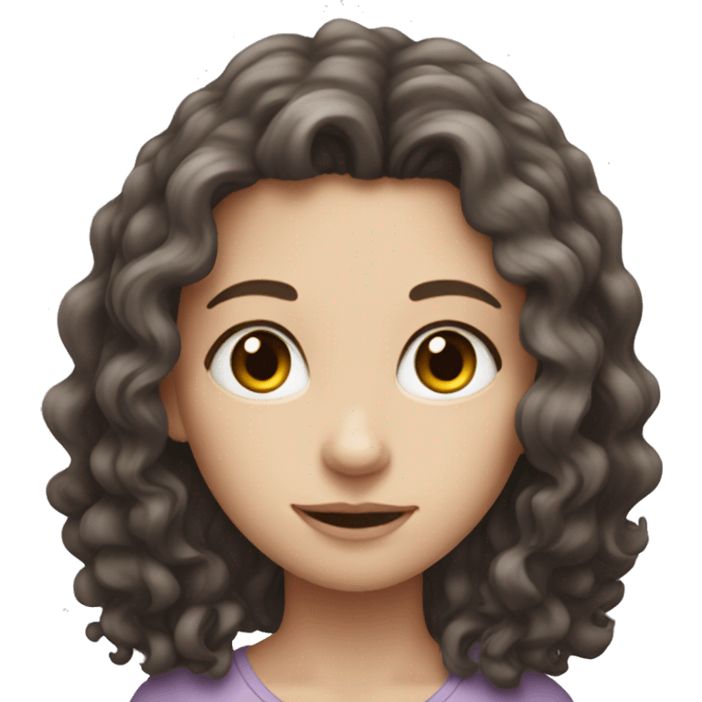 pale girl with long dark brown curly hair emoji