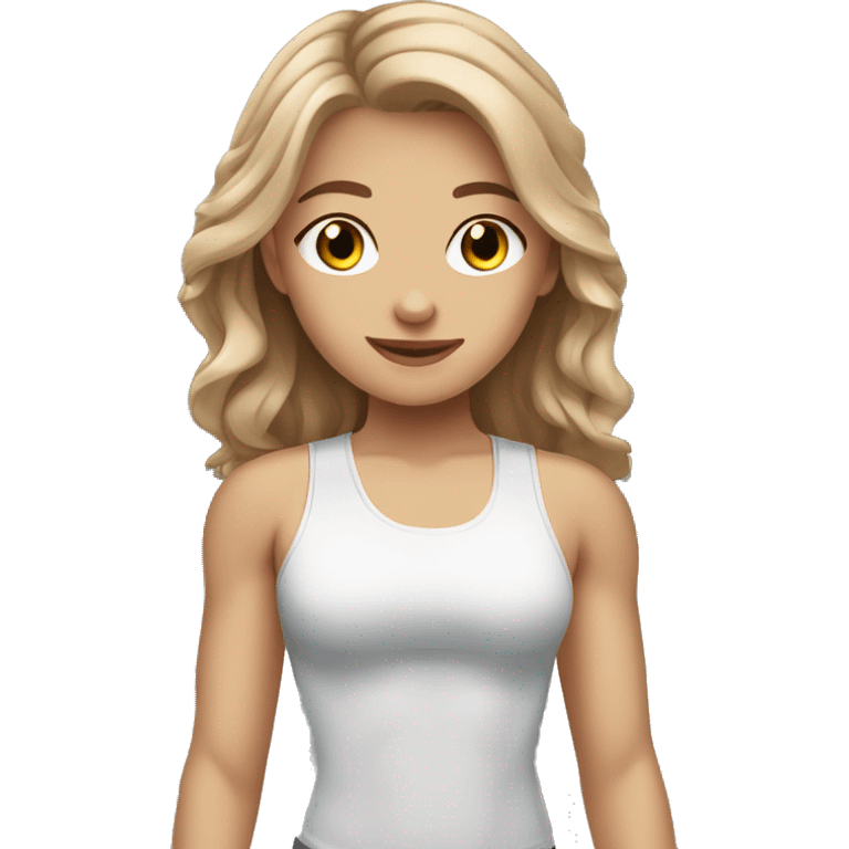 White beauty girl with light brown hair in the gym emoji