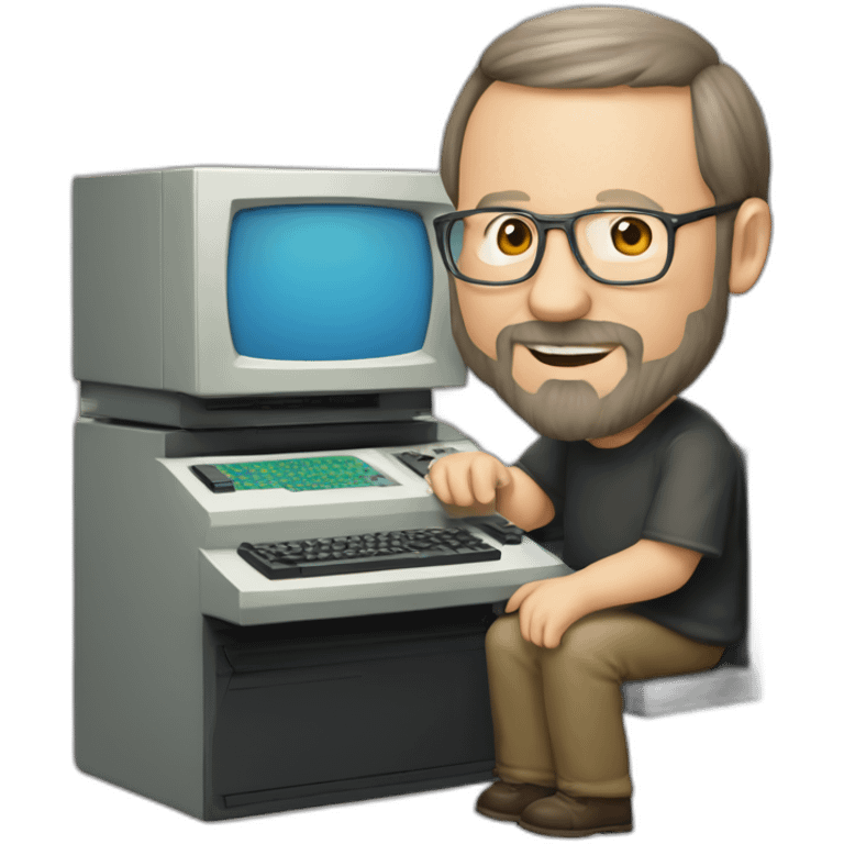 Dennis Ritchie with a PDP-11 computer emoji