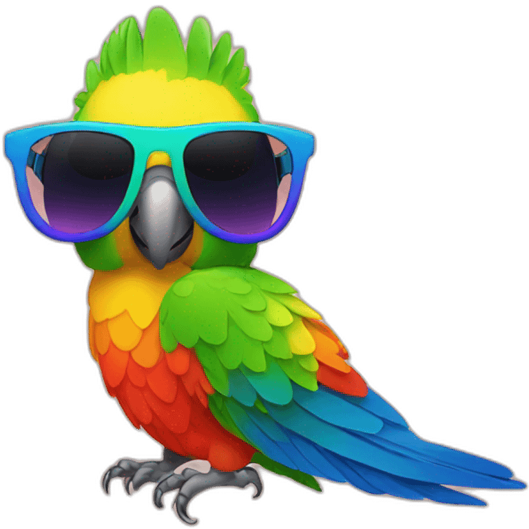 cool rainbow parrot with sunglasses emoji