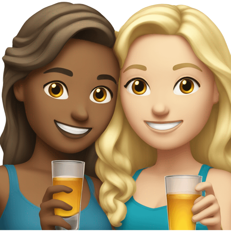 blonde and brunette taking shots  emoji