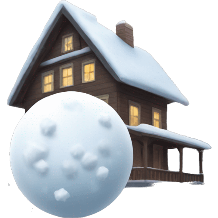 Snowball with house and snow emoji