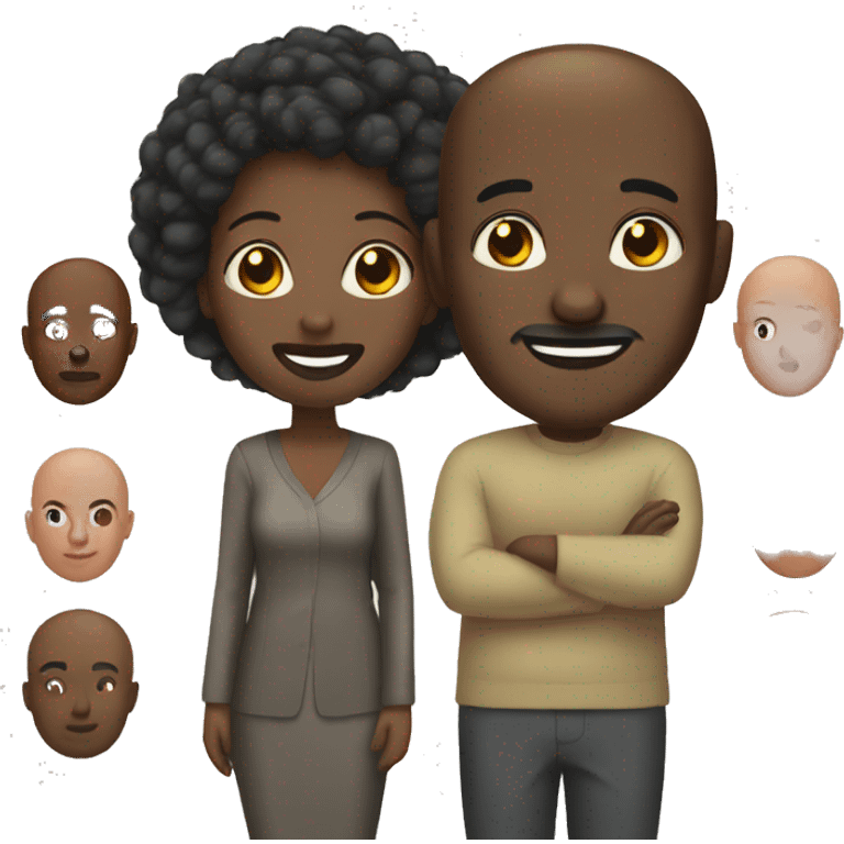 Black couple male is bald emoji