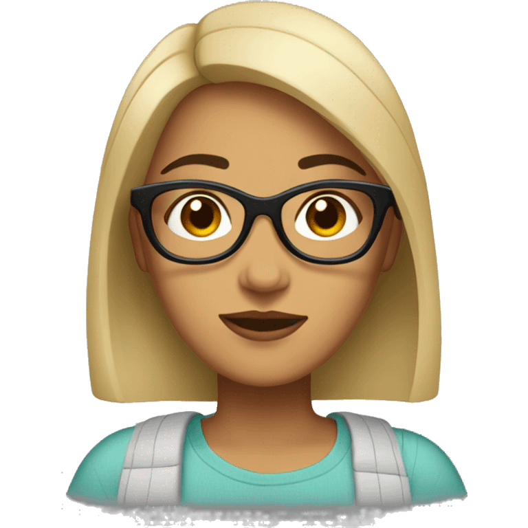 Hispanic woman with short straight black hair to her shoulders and glasses emoji