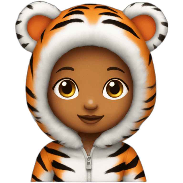 Baby girl in orange tiger suit emoji