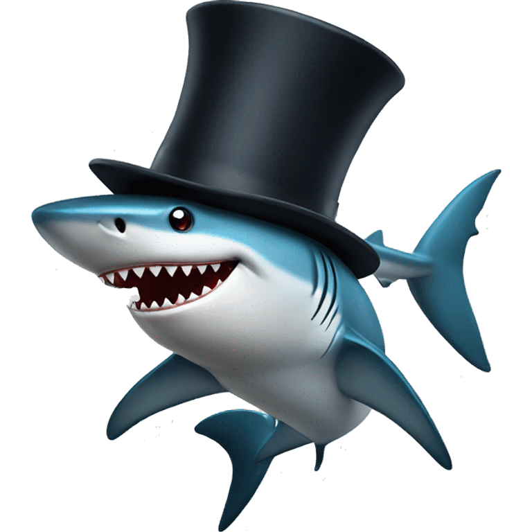 Shark with a top hat emoji