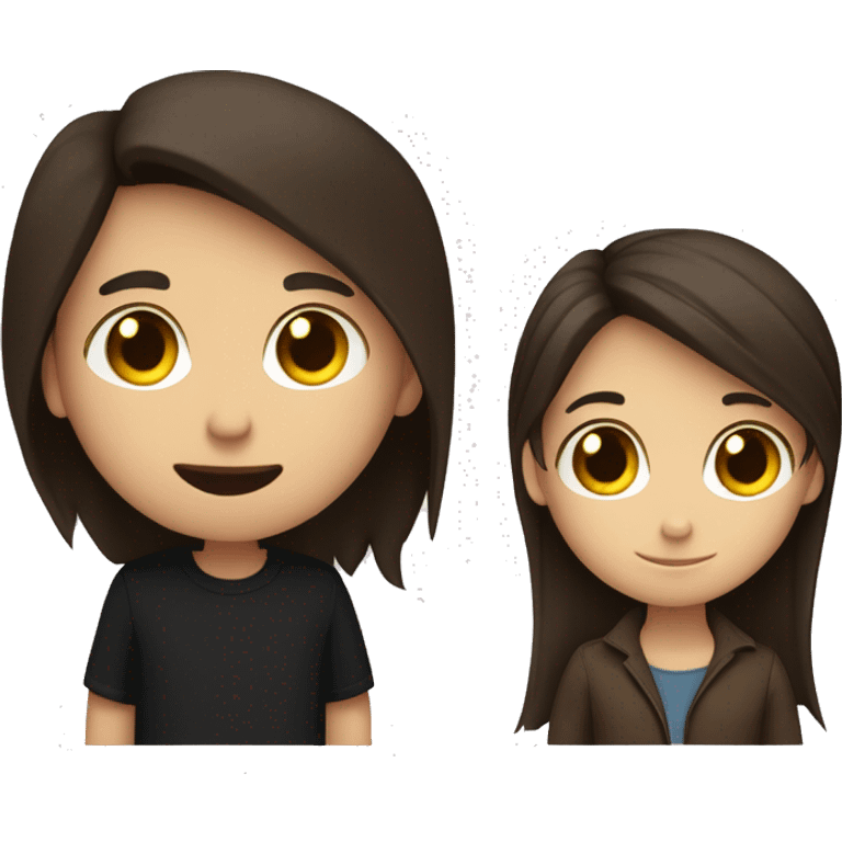 Hug boy and gir. girl in brown hair. boy in black hair. emoji