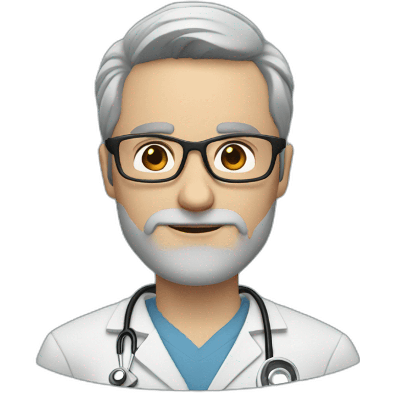 white doctor with short brown hair, big forehead, glasses and beard emoji