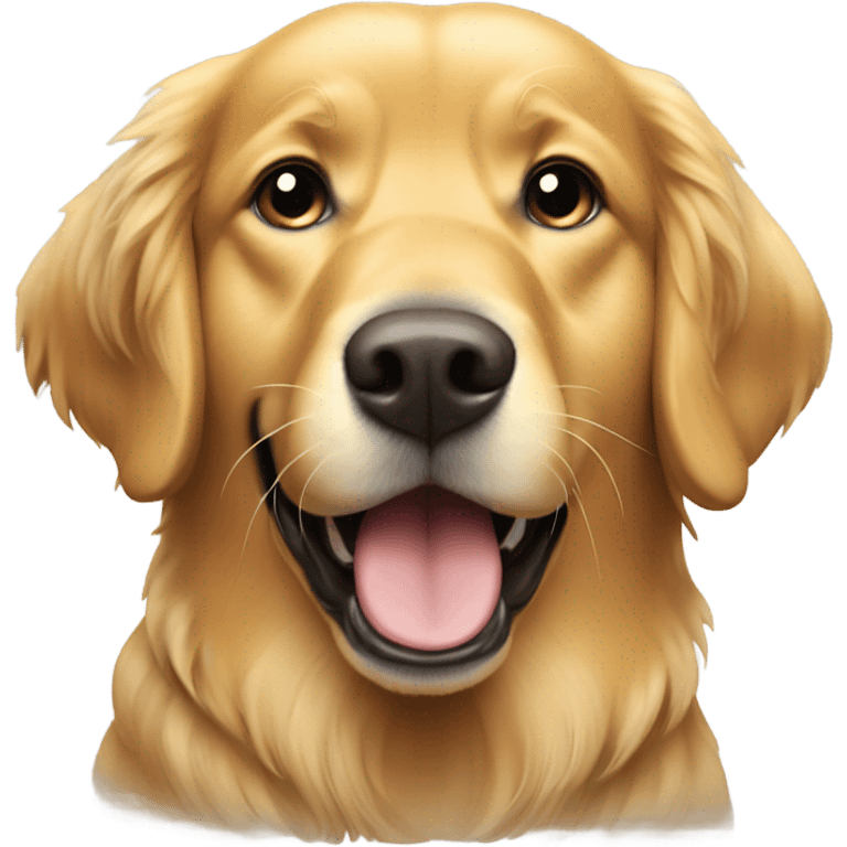 Golden retriever with speech  bubble emoji