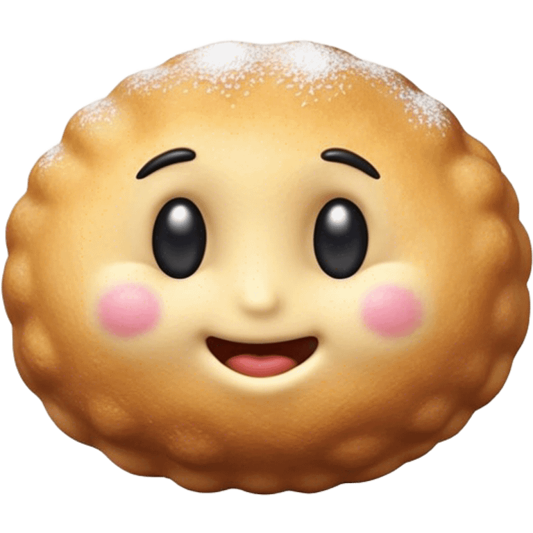 Cinematic Realistic Bu√±uelo Dessert Emoji, showcasing a fluffy, deep-fried dough ball dusted with sugar rendered with lifelike textures and warm, festive lighting. emoji