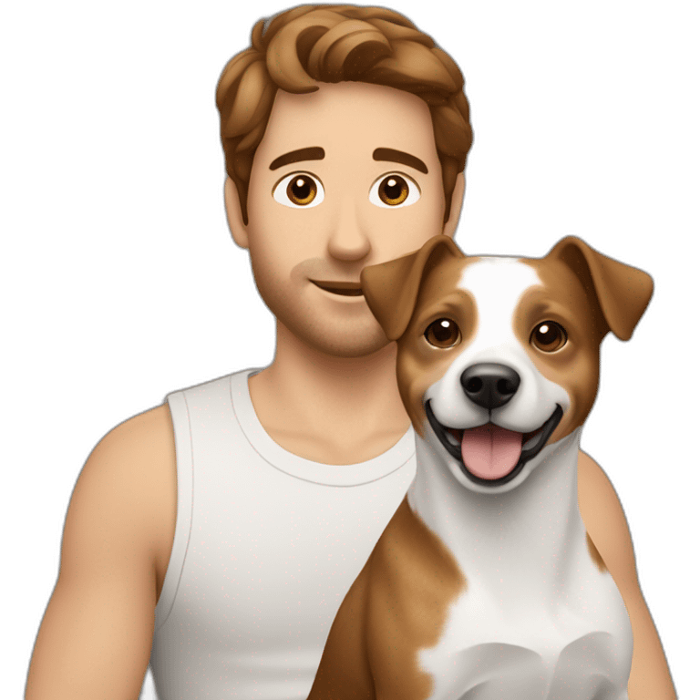 Brown haired Man with jack russell terrier dog emoji