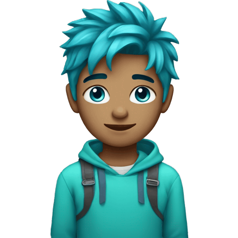 turquoise hair boy with blue eyes  emoji