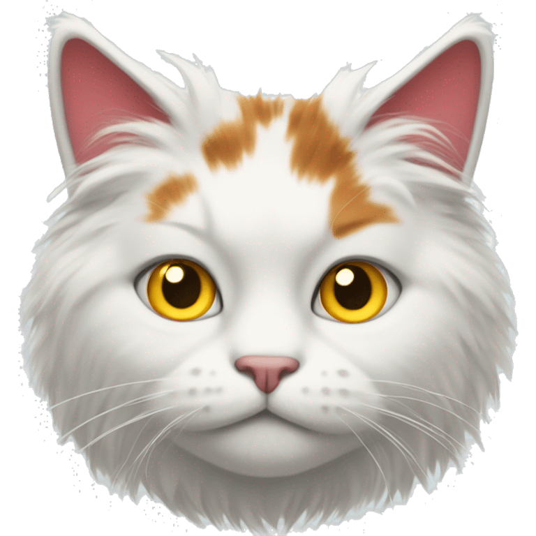  red and white fluffy cat with yellow eyes emoji