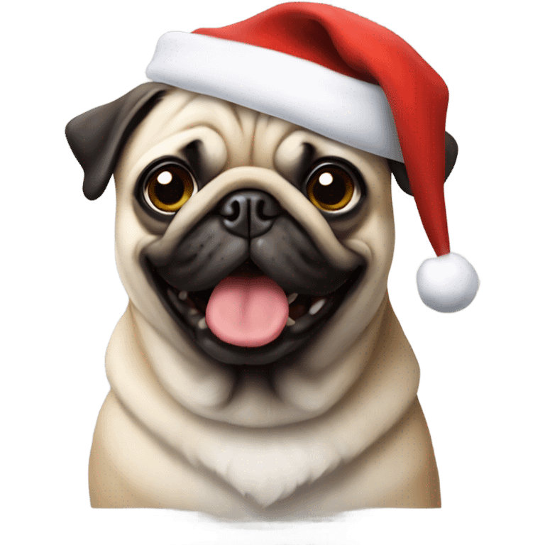 Pug with a Santa hat emoji