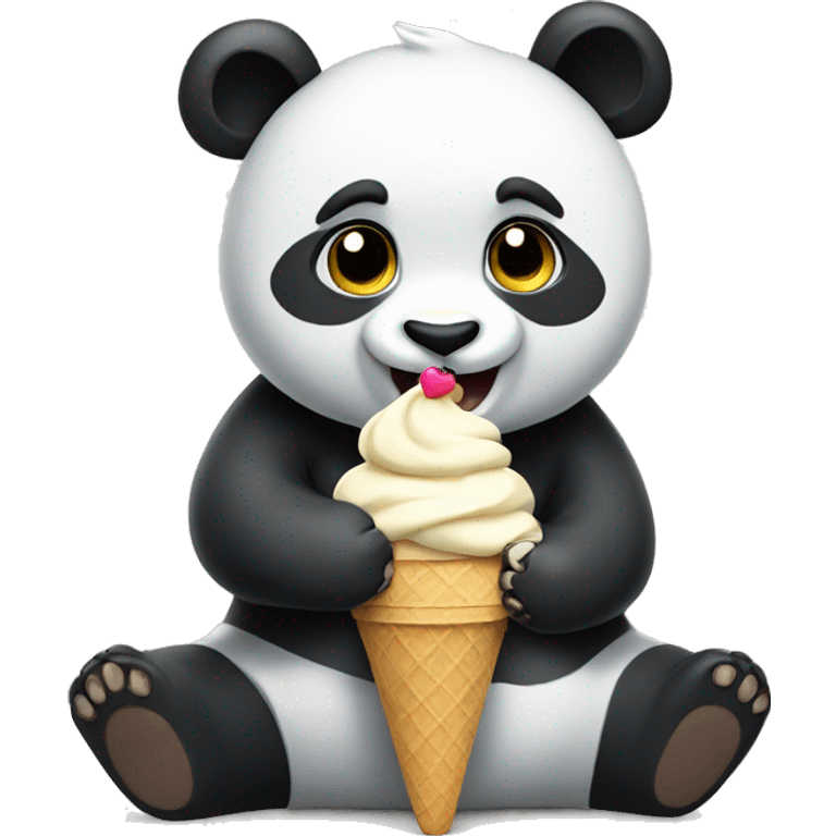 Panda eating ice cream emoji