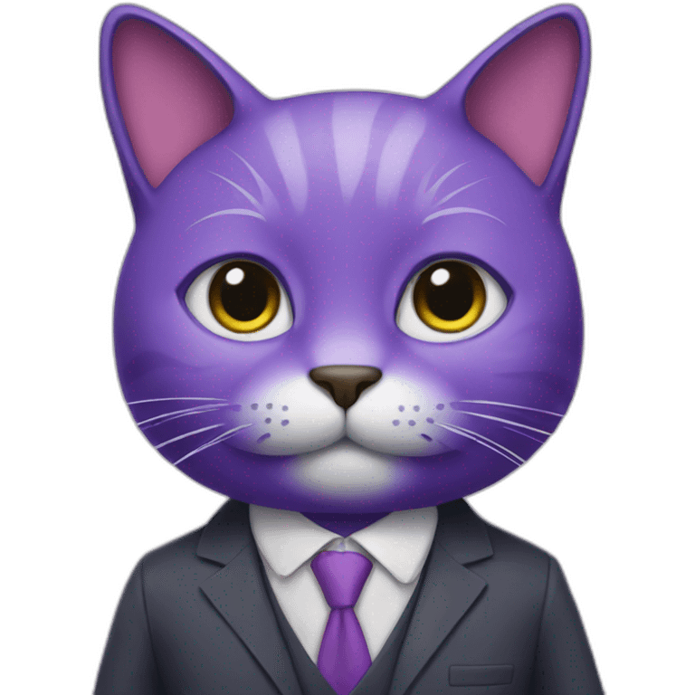 Purple cat in a suit emoji