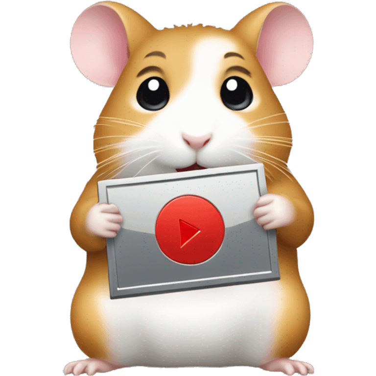 A hamster holding youtube silver play button award emoji