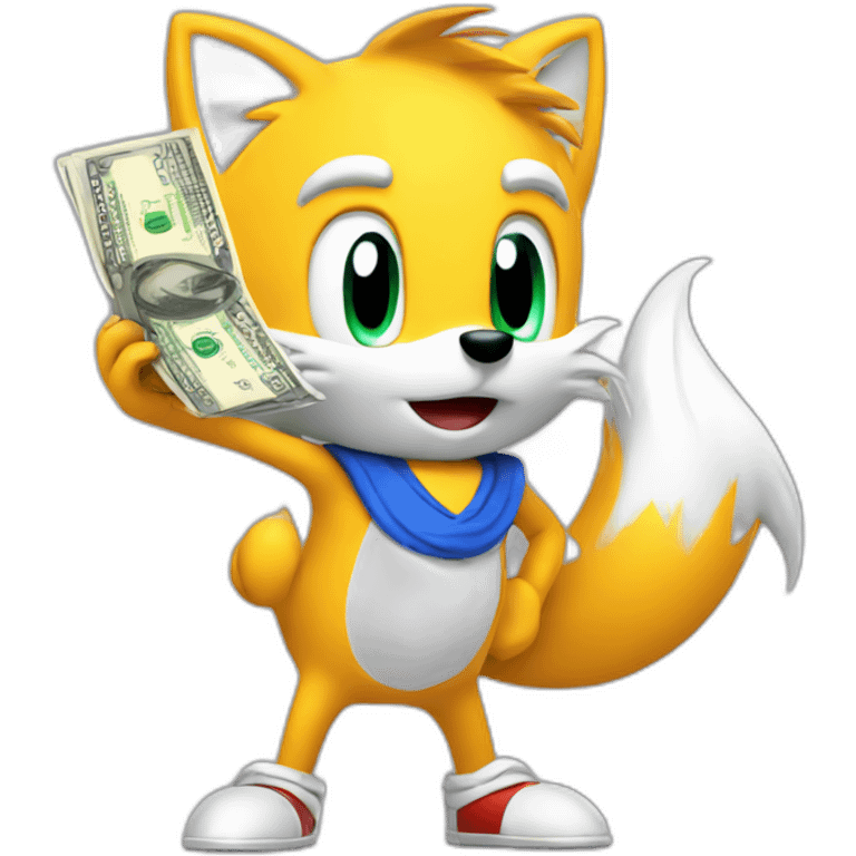 Tails from sonic holding some money emoji