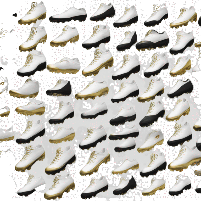 mostly white cleats with minimal gold and black. unbranded emoji