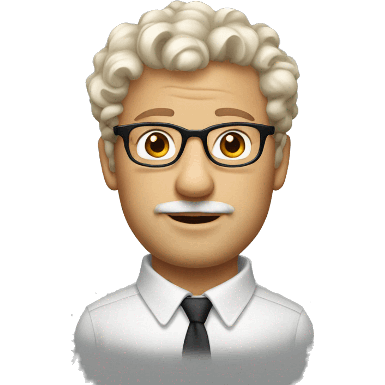 A polish white dude with rectamble glasses and short brown curly hair emoji