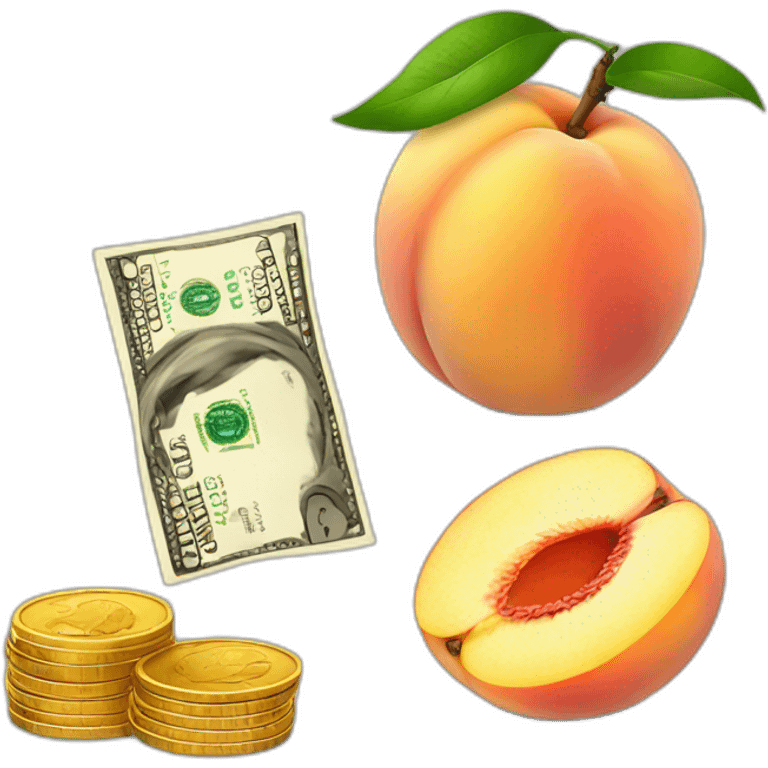 peach fruit with money coins emoji