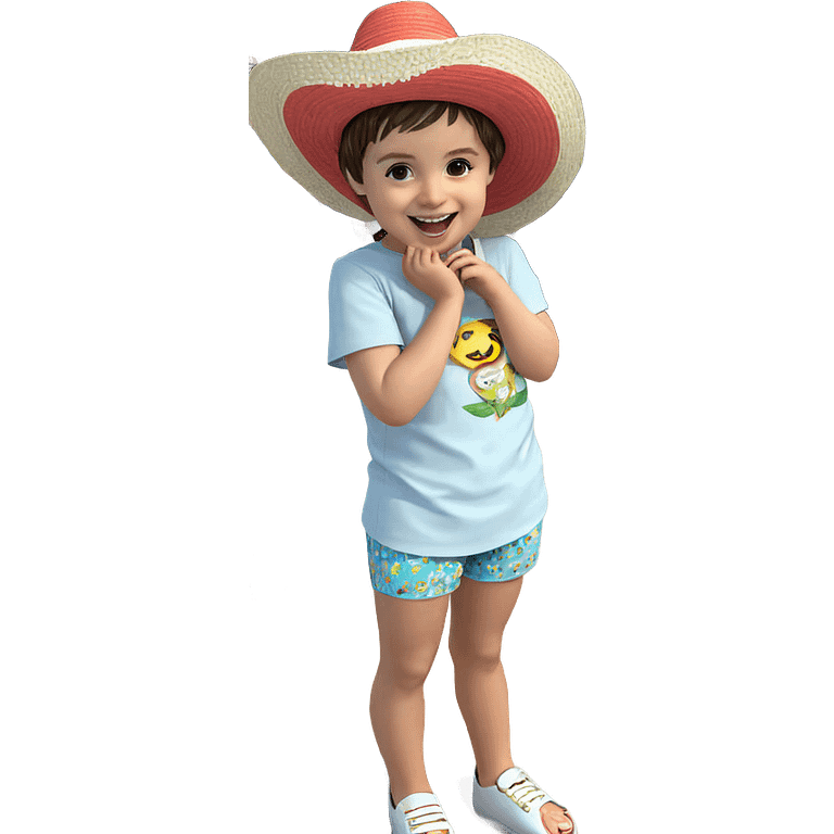 happy child in summer outfit emoji