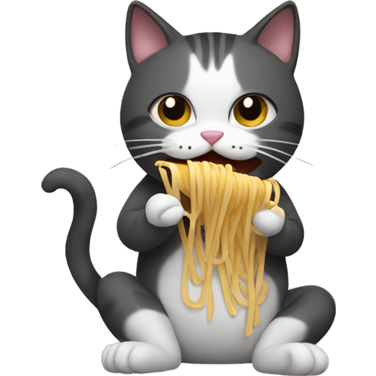 Cat eating noodles  emoji