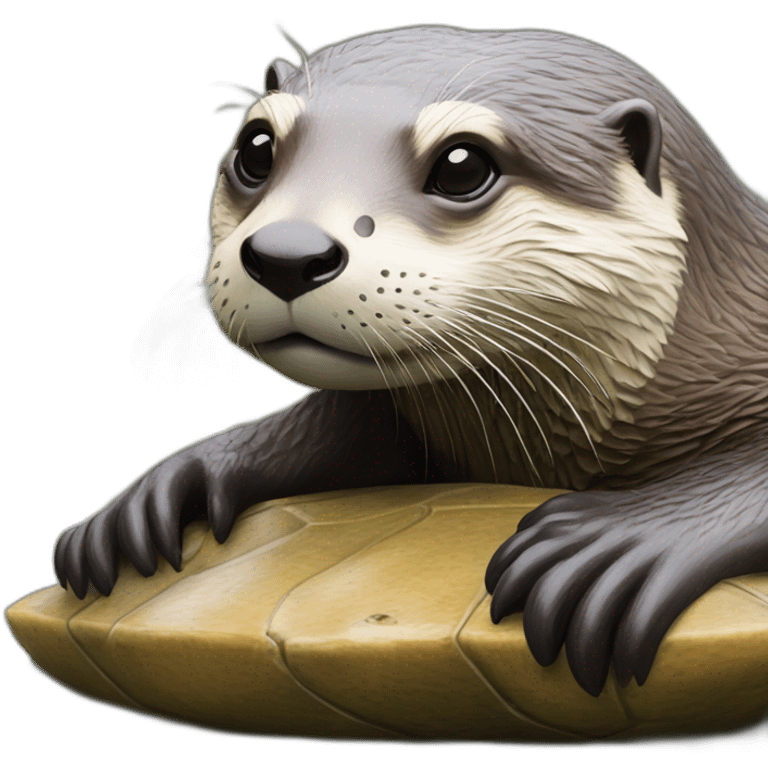 Loutre sur une tortue emoji