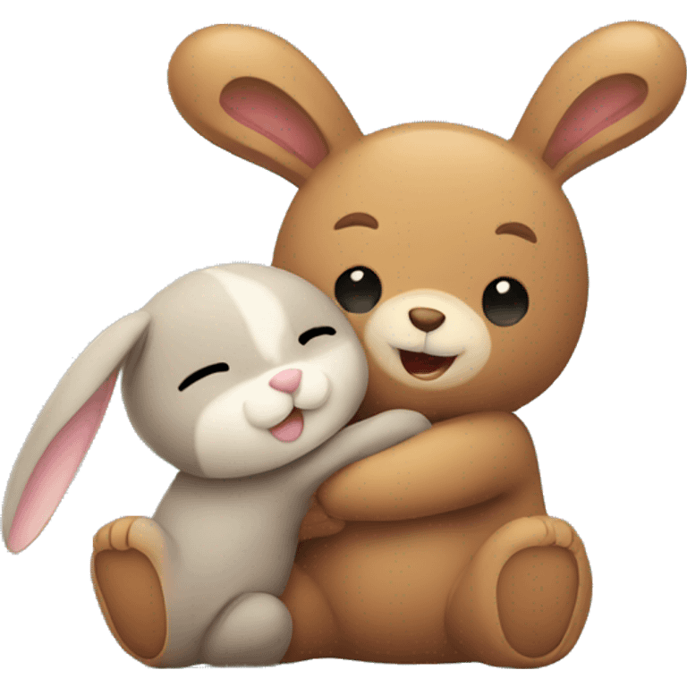 bunny and teddy bear hugging  emoji