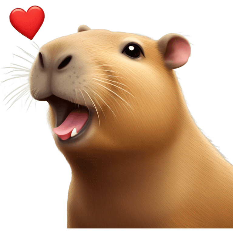 Capybara con corazón rojo en manos con cara enojada emoji