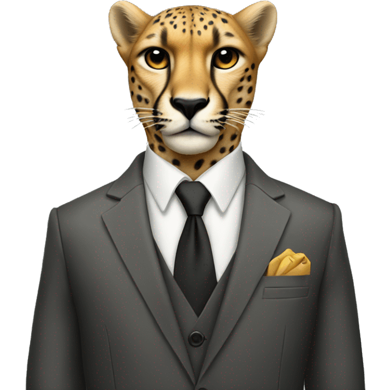 A cheetah in a classic suit emoji