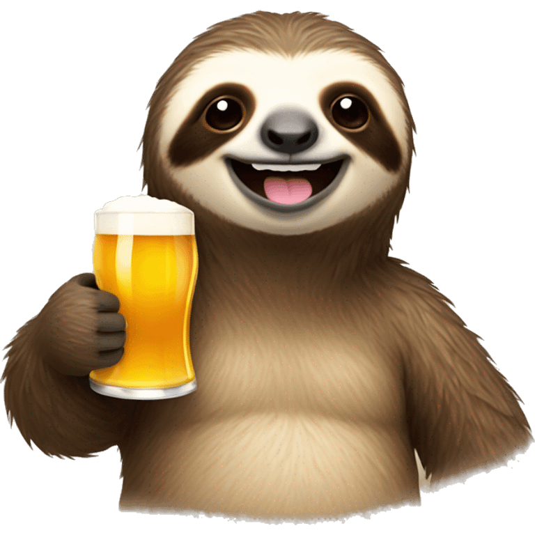 happy sloth with beer emoji