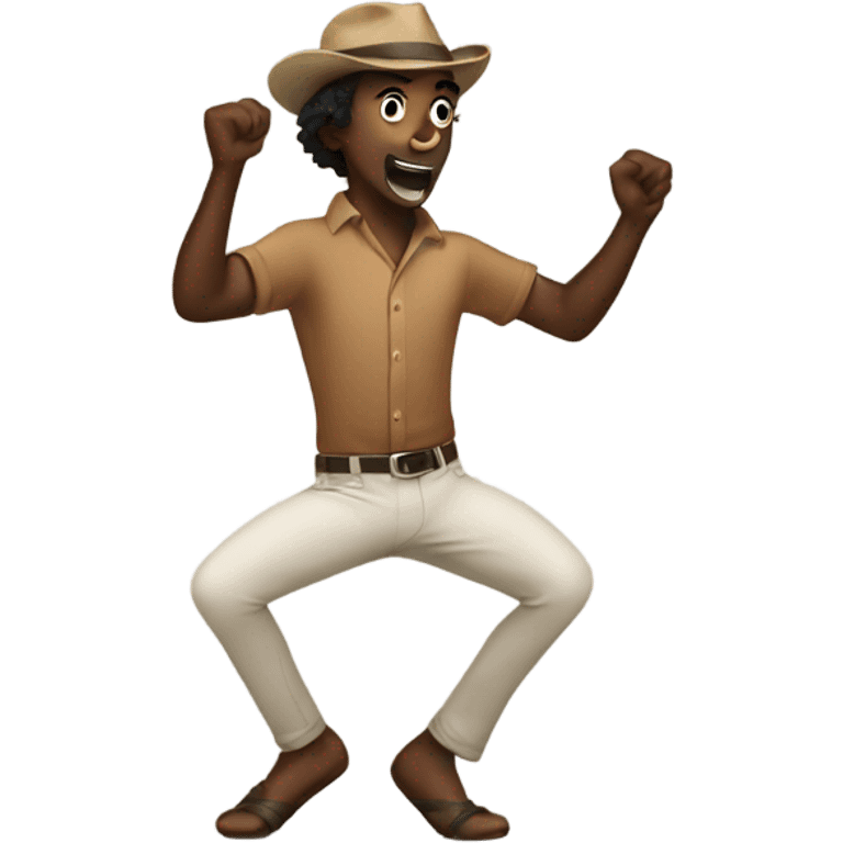 A black and brown Aussie dancing  emoji