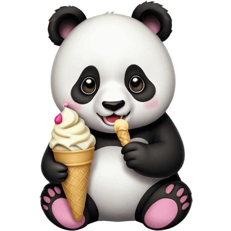 Panda eating ice cream emoji