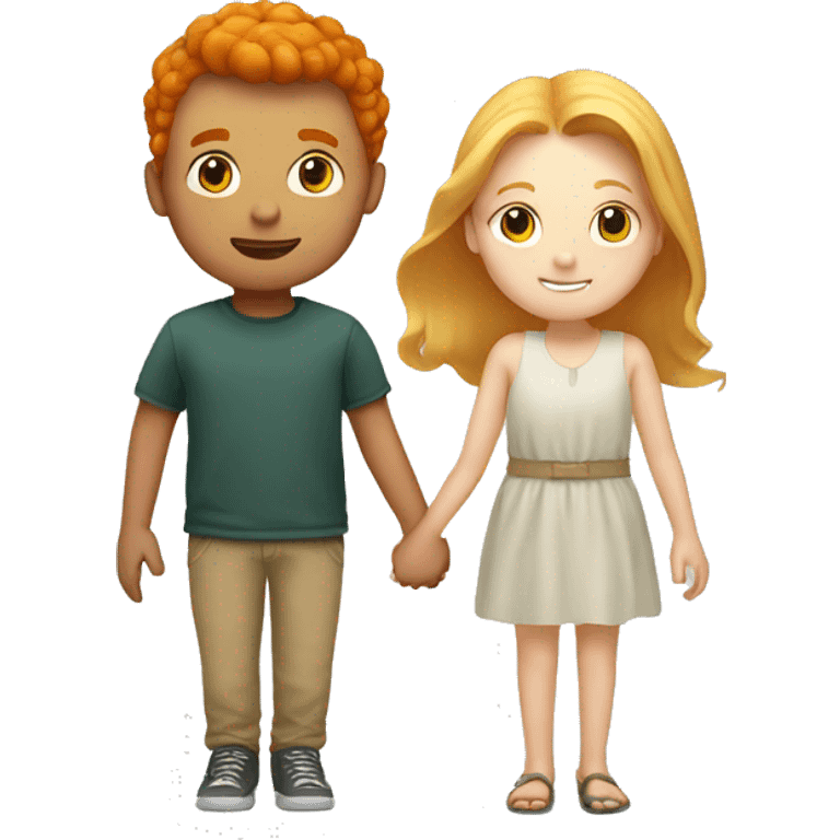 Ginger boy and blonde girl holding hands emoji