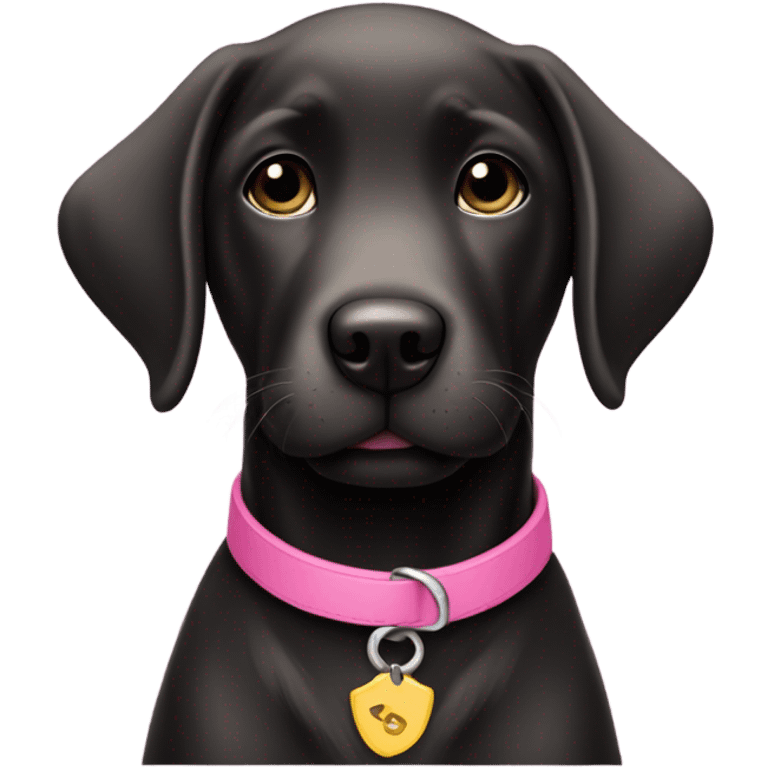 Black lab puppy with pink collar emoji