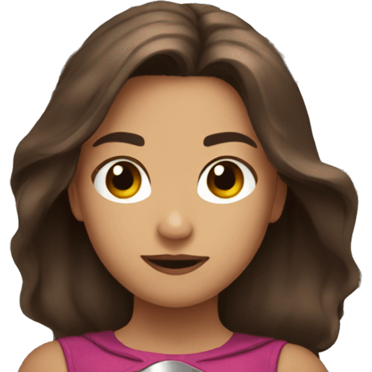 superhero, girl, long brown hair, brown eyes, hispanic emoji