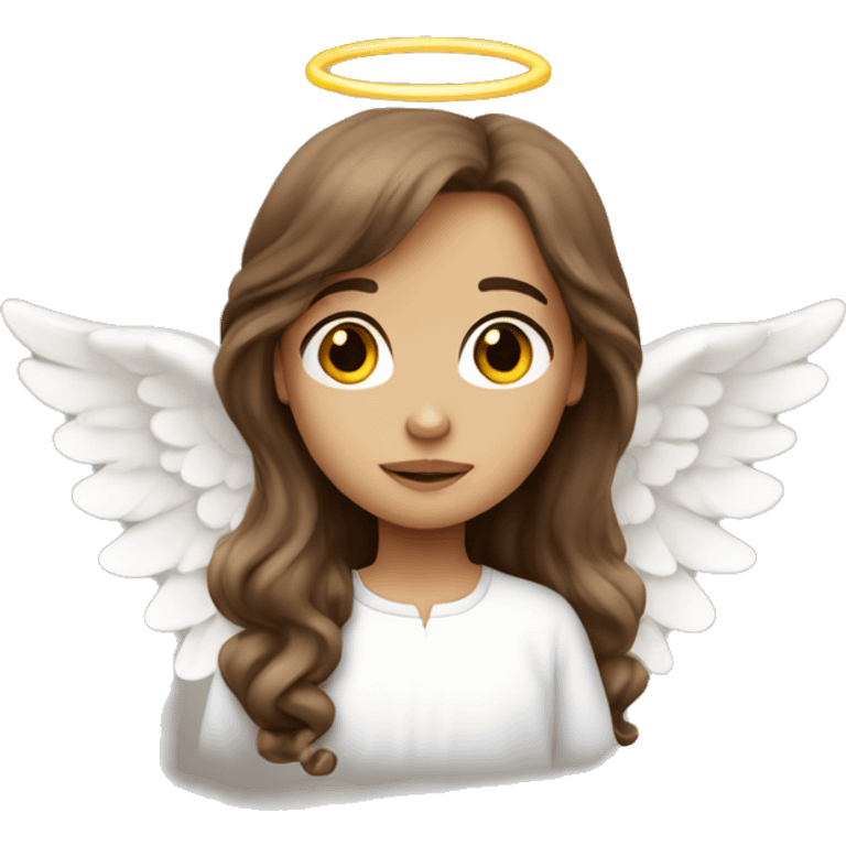 Little angel white girl with long brown hair emoji