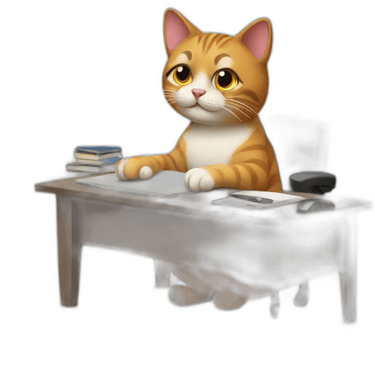 cat sitting at desk emoji