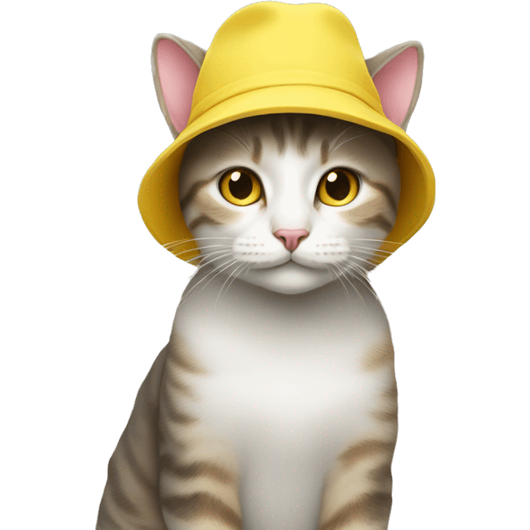 cat wearing a yellow pastel hat emoji