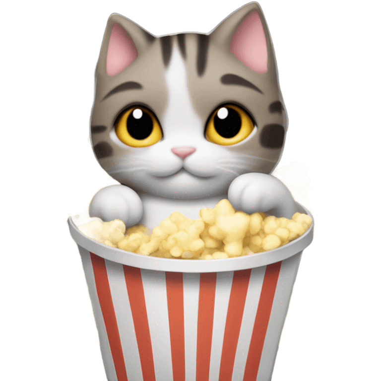 Cat in a popcorn bucket emoji