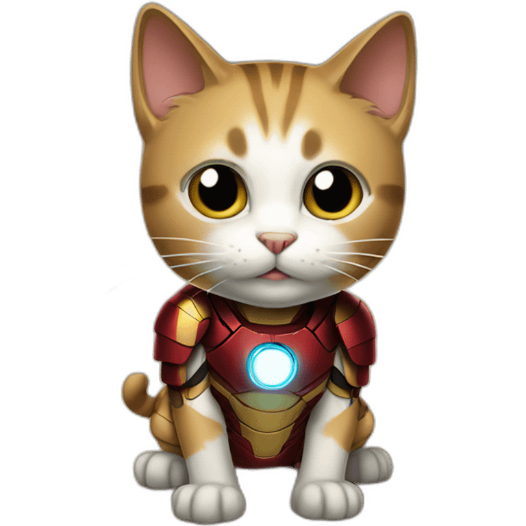 Cat in iron man costume, standing on the floor emoji