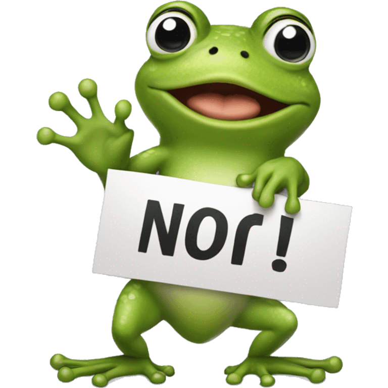 frog holding sign saying no emoji