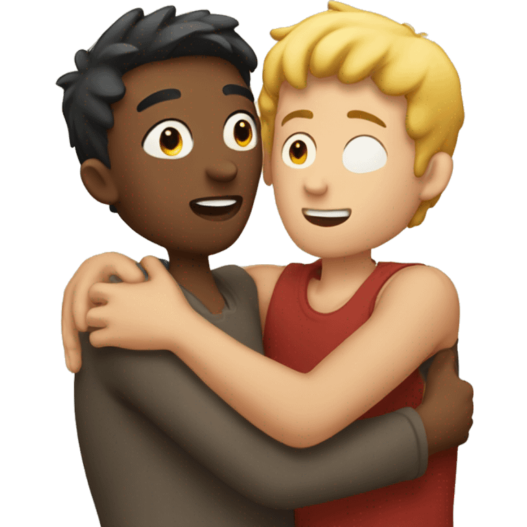 A guy hugging his boyfriend  emoji