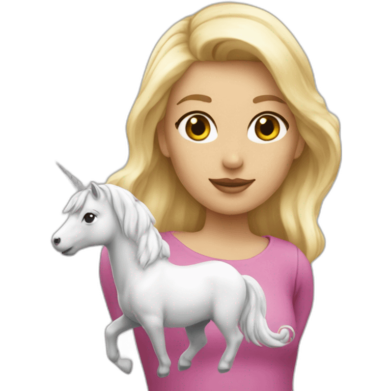 Une blonde avec licorne emoji